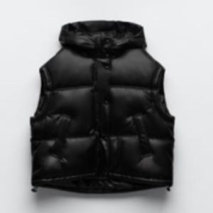 Zara faux leather puffer black  vest